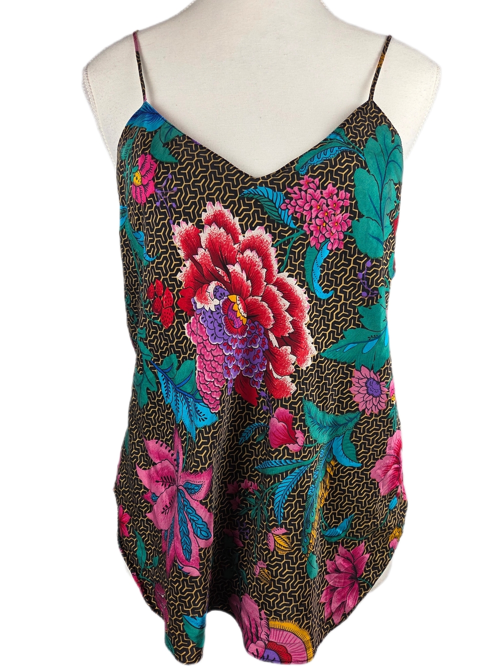 Vintage 90s Lauren Alexandra Intimate 100% Silk Floral Camisole Tank Top